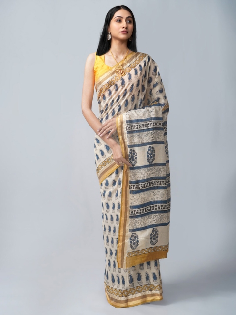Unnati Silks Women Beige Sarees