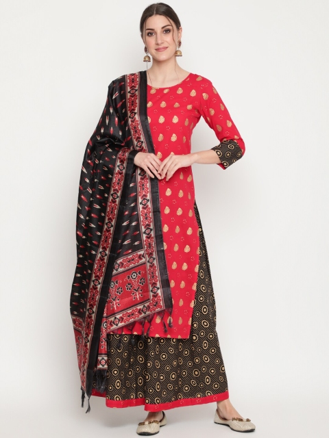 THE NKS PLUS Women Red Ethnic Motifs Panelled Pure Cotton Kurta with Skirt & With Dupatta
THE NKS PLUS Women Red Ethnic Motifs Panelled Pure Cotton Kurta with Skirt & With Dupatta