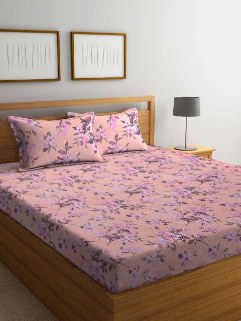 BOMBAY DYEING Peach-Coloured & Purple Floral 120 TC Queen Bedsheet with 2 Pillow Covers
BOMBAY DYEING Peach-Coloured & Purple Floral 120 TC Queen Bedsheet with 2 Pillow Covers