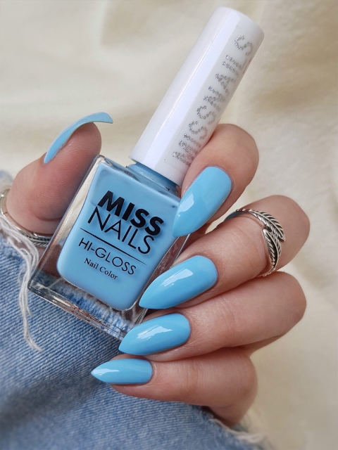 MISS NAILS Hi Gloss Long Lasting Nail Polish, Turquoise blue