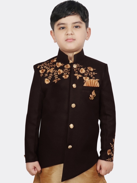 SG YUVRAJ Boys Brown Floral Tailored Jacket