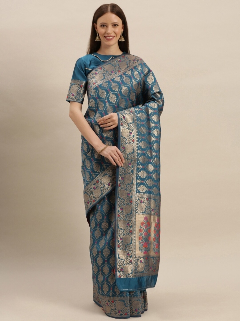 SHAVYA Women Turquoise Blue Sarees