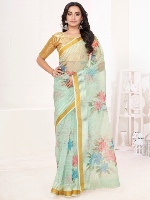 SHOPGARB Women Turquoise Blue Sarees