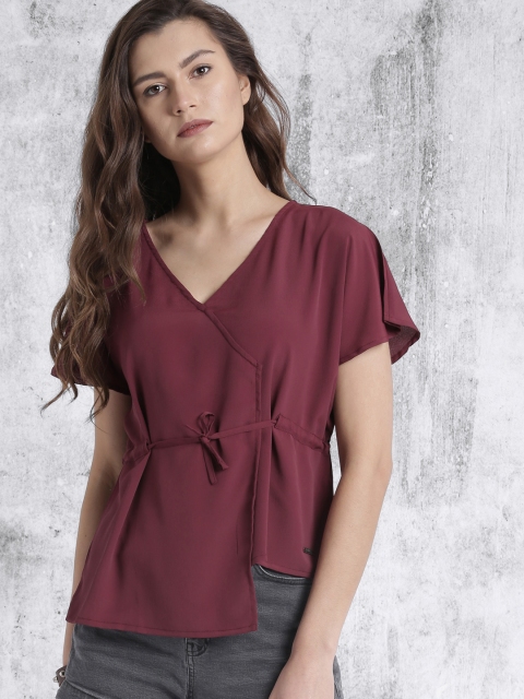 Roadster Burgundy Solid Boxy Top