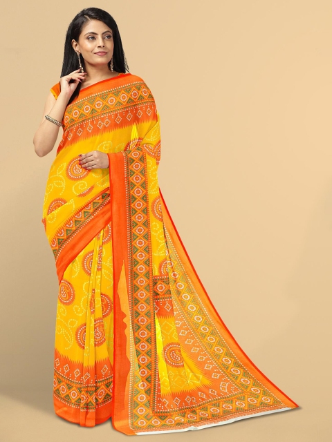 Kalamandir Yellow & Orange Paisley Silk Blend Saree