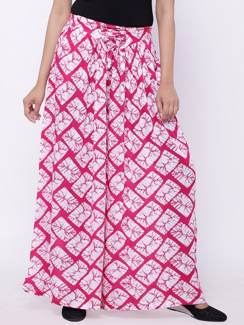 SOUNDARYA White & Pink Printed Palazzos