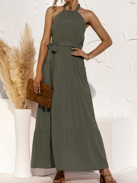 URBANIC Olive Green Maxi Dress