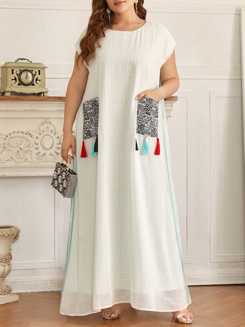 URBANIC White A-Line Maxi Dress