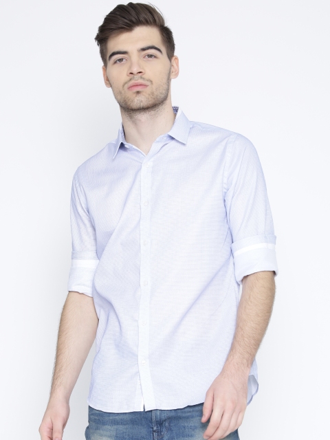 United Colors of Benetton Men Blue Checked Casual Shirt