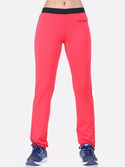LAASA SPORTS Women Coral-Coloured Solid Track Pants
