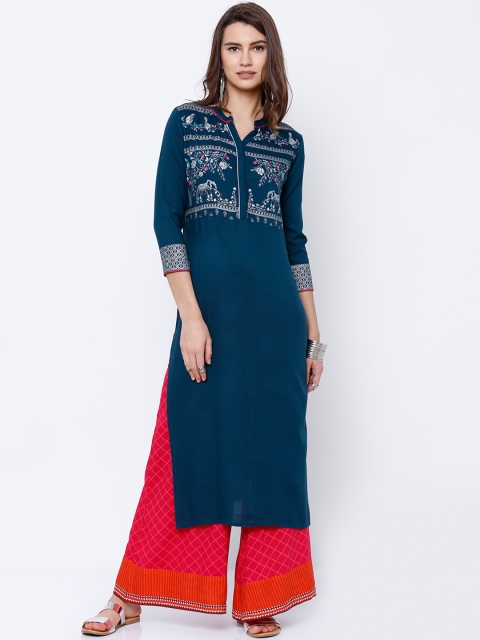Vishudh Kurtas Blue Printed Kurta