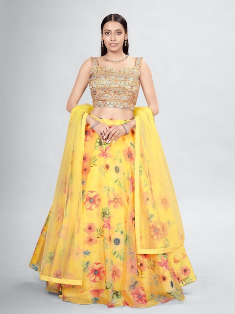 DRESSTIVE Yellow & Green Embroidered Sequinned Ready to Wear Lehenga & Blouse With Dupatta
DRESSTIVE Yellow & Green Embroidered Sequinned Ready to Wear Lehenga & Blouse With Dupatta