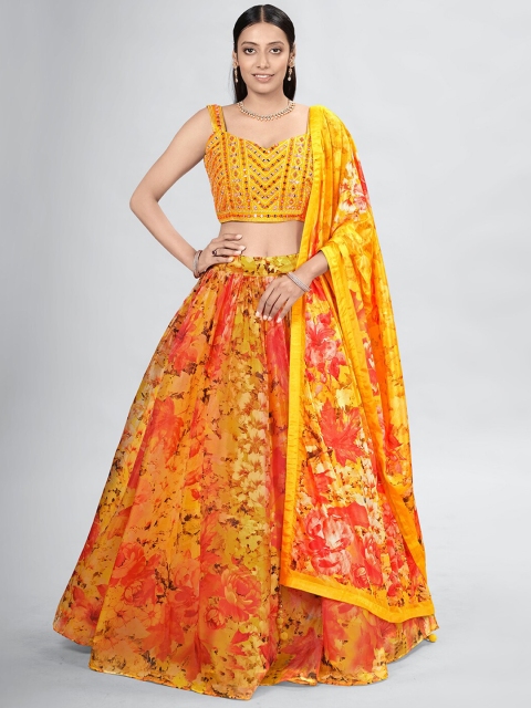 DRESSTIVE Yellow & Orange Embroidered Mirror Work Ready to Wear Lehenga & Blouse With Dupatta
DRESSTIVE Yellow & Orange Embroidered Mirror Work Ready to Wear Lehenga & Blouse With Dupatta