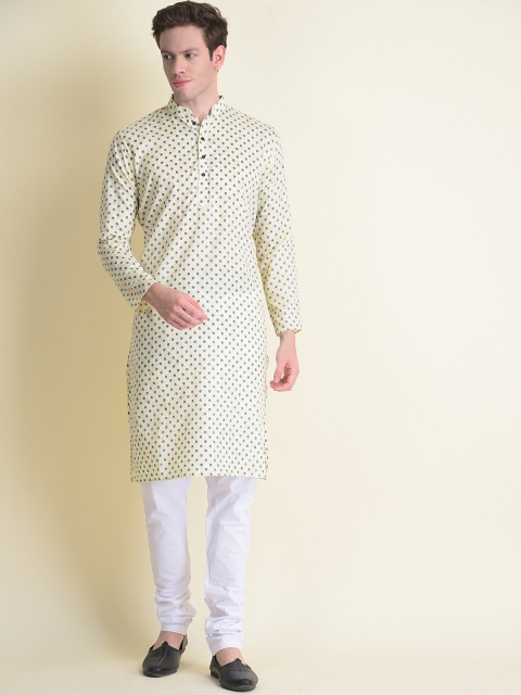 NAMASKAR Men Cream-Coloured Floral Embroidered Empire Mirror Work Pure Cotton Kurta with Pyjamas
NAMASKAR Men Cream-Coloured Floral Embroidered Empire Mirror Work Pure Cotton Kurta with Pyjamas