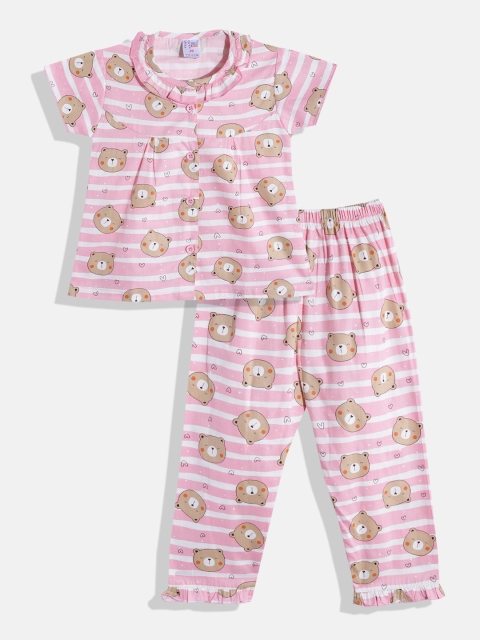 NAUTI KIDZ Girls Pink & White Striped with Conversational Print Pure Cotton Pyjama Set
NAUTI KIDZ Girls Pink & White Striped with Conversational Print Pure Cotton Pyjama Set