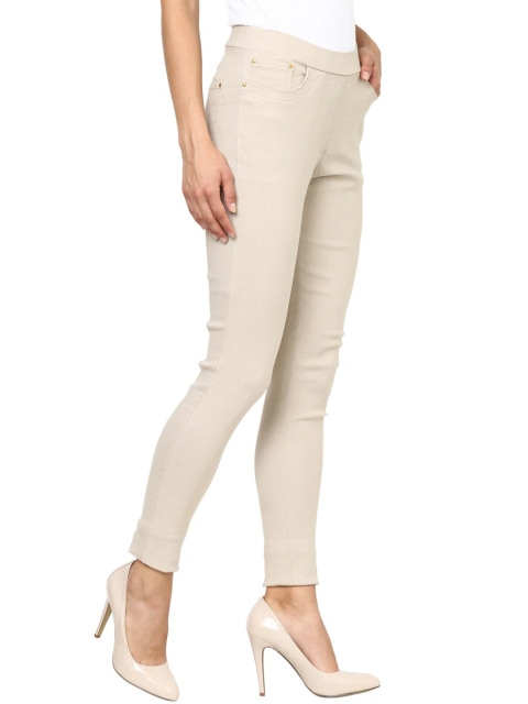 Lakshita Women Beige Solid Skinny-Fit Jeggings