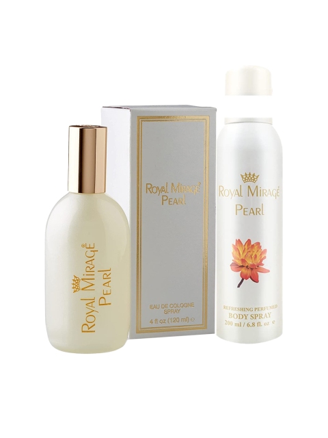 Royal Mirage Women Pearl Fragrance Gift Set - Eau de Cologne 120ml + Body Spray 200ml, Silver
Royal Mirage Women Pearl Fragrance Gift Set - Eau de Cologne 120ml + Body Spray 200ml, Silver
