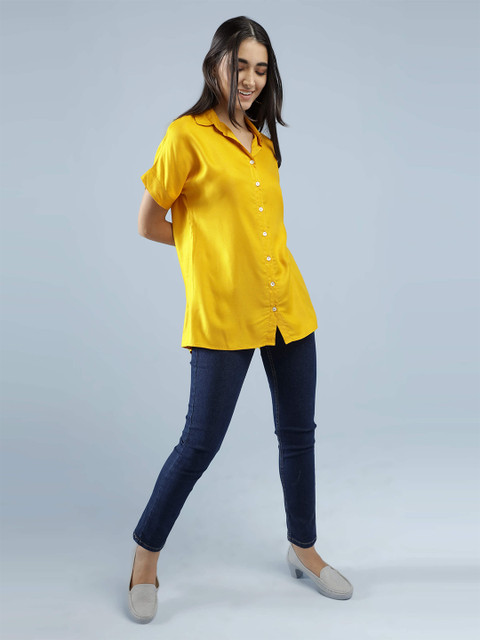 IDK Yellow Extended Sleeves Shirt Style Top 
IDK Yellow Extended Sleeves Shirt Style Top