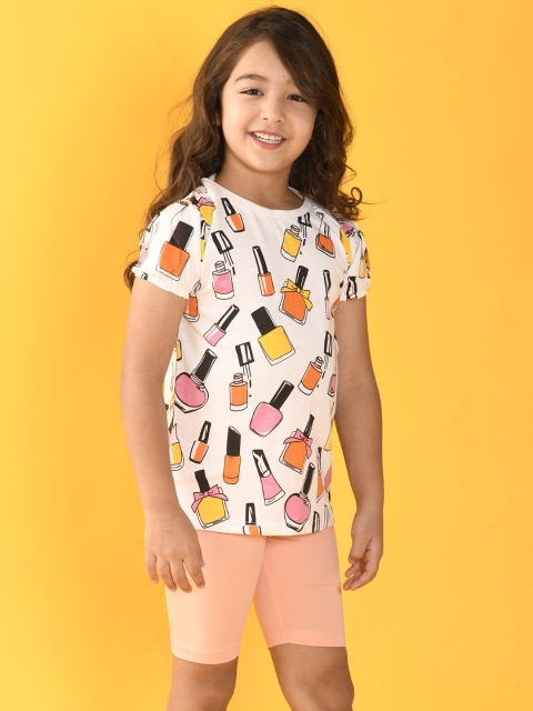Anthrilo Girls Cream-Coloured & Peach-Coloured Printed Pure Cotton T-shirt with Shorts
Anthrilo Girls Cream-Coloured & Peach-Coloured Printed Pure Cotton T-shirt with Shorts