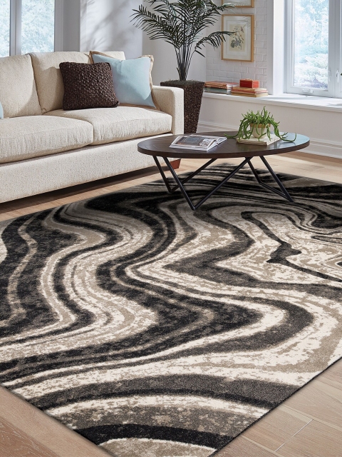 DDecor Grey Abstract Polypropylene Carpet
