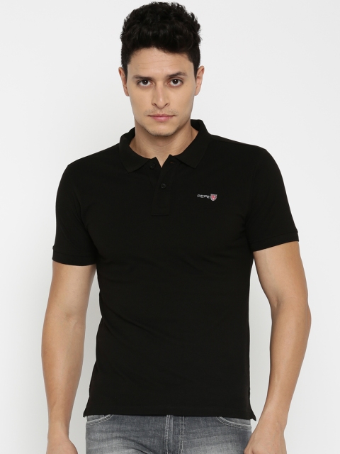 Pepe Jeans Men Black Solid Polo T-shirt