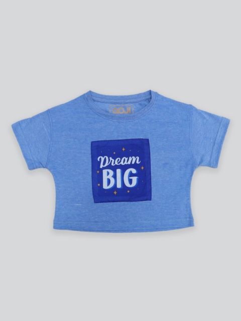 GOJI Girls Blue Printed Crop Top