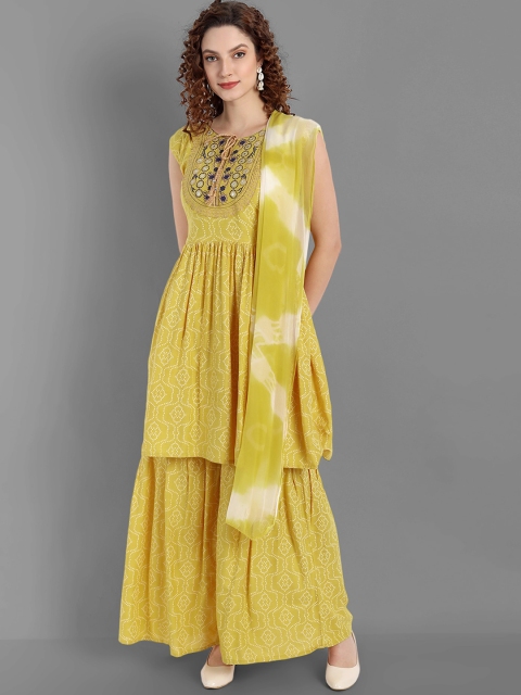 TORONFRAS Women Yellow Ethnic Motifs Printed Pure Cotton Kurta with Palazzo With Dupatta
TORONFRAS Women Yellow Ethnic Motifs Printed Pure Cotton Kurta with Palazzo With Dupatta