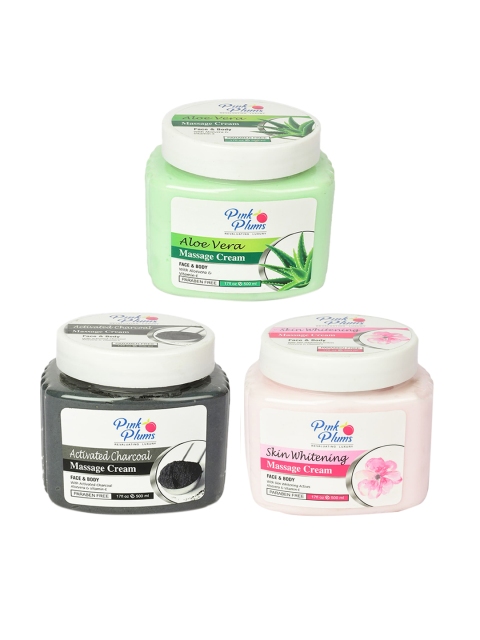 Pink Plums Set of 3 Aloevera Charcoal Skin Whitening Massage Creams -500ml each, Multi
Pink Plums Set of 3 Aloevera Charcoal Skin Whitening Massage Creams -500ml each, Multi