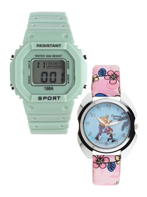 Fantasy World Kids Set Of 2 Green & Pink Watch Gift Set-FWGiftSet-198A-GR-017-CH-SL1-Green
Fantasy World Kids Set Of 2 Green & Pink Watch Gift Set-FWGiftSet-198A-GR-017-CH-SL1-Green