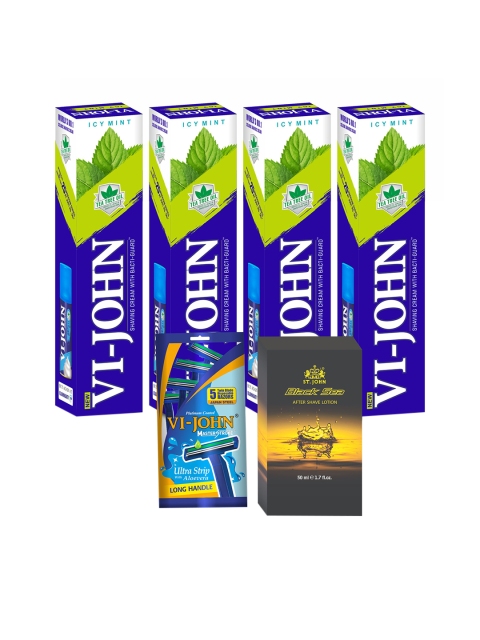 VI-JOHN Men Icy Mint Shaving Cream, Black Sea After Shave Lotion & Razor 500gm, Multi
VI-JOHN Men Icy Mint Shaving Cream, Black Sea After Shave Lotion & Razor 500gm, Multi