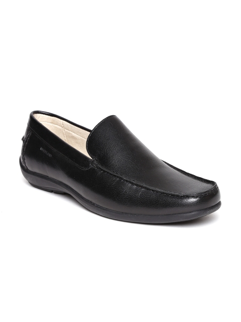 Woodland Men Black Leather Loafers