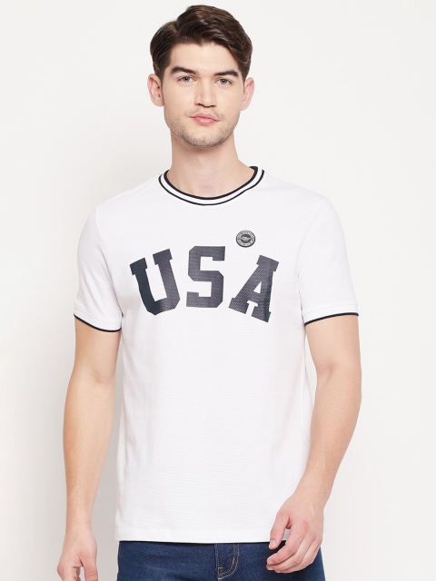 Octave Men White Varsity Printed T-shirt