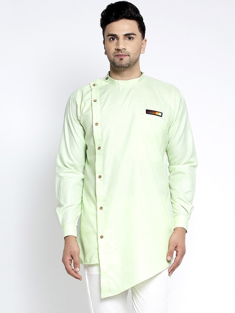 Benstoke Men Green Thread Work Kurta