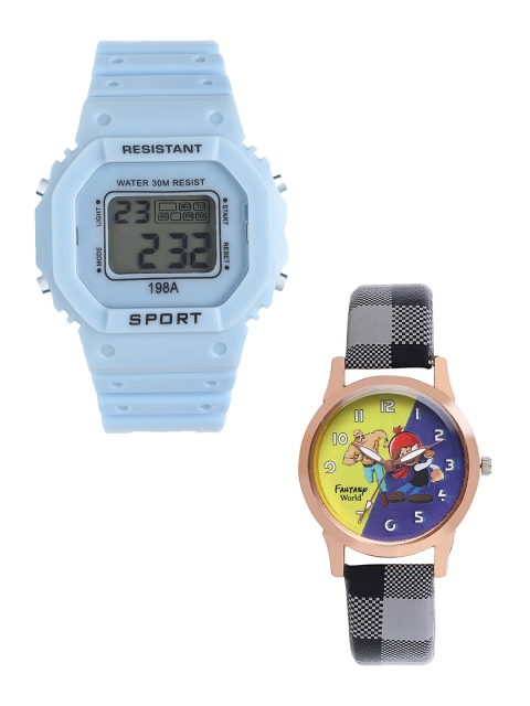 Fantasy World Unisex Kids Pack Of 2 Blue & Grey Watch Gift Set 198A-BL-021-CH-CP6-Blue
Fantasy World Unisex Kids Pack Of 2 Blue & Grey Watch Gift Set 198A-BL-021-CH-CP6-Blue