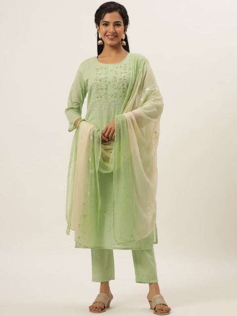 DIVYANK Women Green Floral Embroidered Thread Work Pure Cotton Kurta with Trousers & With Dupatta
DIVYANK Women Green Floral Embroidered Thread Work Pure Cotton Kurta with Trousers & With Dupatta