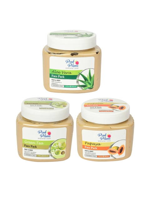 Pink Plums Set of 3 Paraben Free Face Pack - Aloe Vera + Papaya + Green Tea - 500ml each, Beige
Pink Plums Set of 3 Paraben Free Face Pack - Aloe Vera + Papaya + Green Tea - 500ml each, Beige