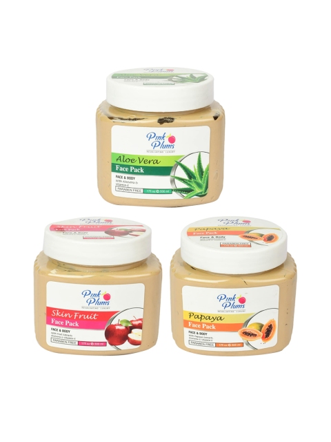 Pink Plums Set of 3 Paraben Free Face Pack - Aloe Vera + Papaya + Skin Fruit - 500ml each, Beige
Pink Plums Set of 3 Paraben Free Face Pack - Aloe Vera + Papaya + Skin Fruit - 500ml each, Beige