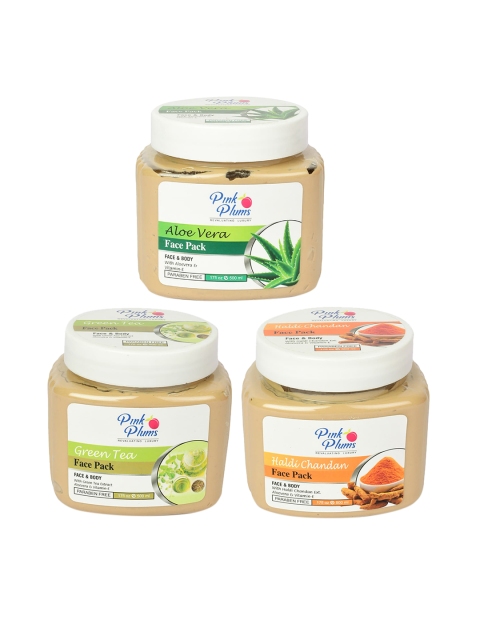 Pink Plums Set of 3 Face Pack - Aloe Vera + Haldi Chandan + Green Tea - 500 ml Each, Beige
Pink Plums Set of 3 Face Pack - Aloe Vera + Haldi Chandan + Green Tea - 500 ml Each, Beige