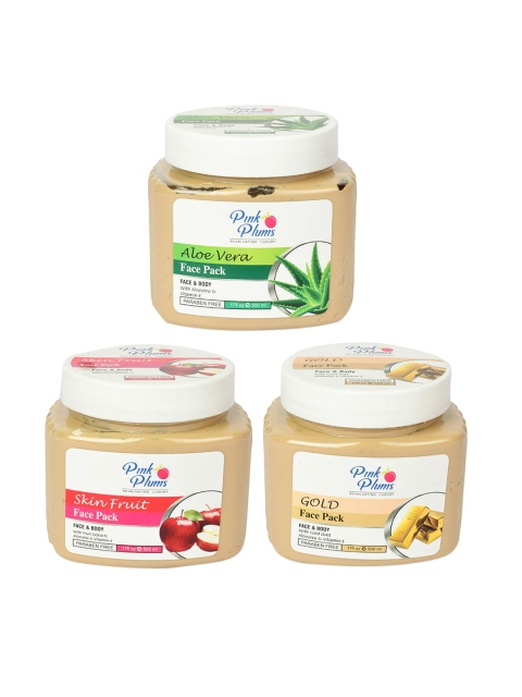 Pink Plums Set of 3 Paraben Free Face Pack - Aloe Vera + Skin Fruit + Gold - 500 ml Each, Beige
Pink Plums Set of 3 Paraben Free Face Pack - Aloe Vera + Skin Fruit + Gold - 500 ml Each, Beige