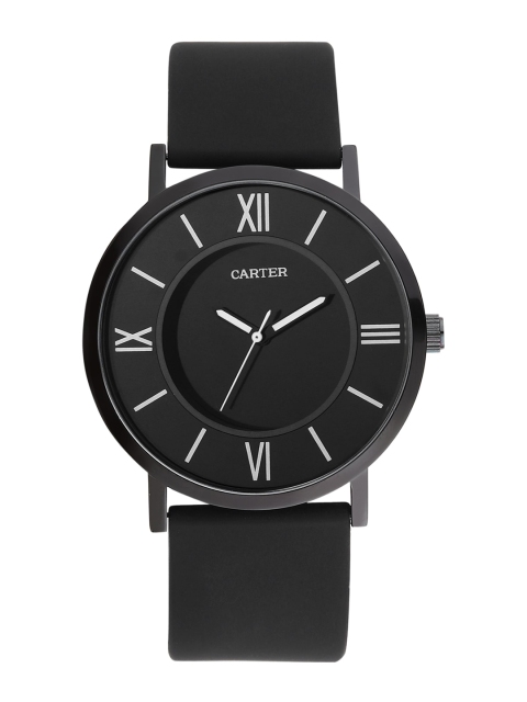 Sandy D Carter Men Black Brass Dial & Black Straps Analogue Watch