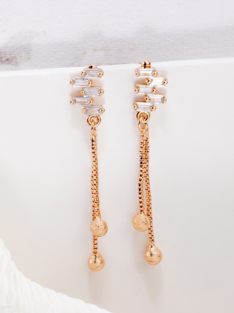 BARSANO Rose Gold Plated Contemporary Drop Earrings