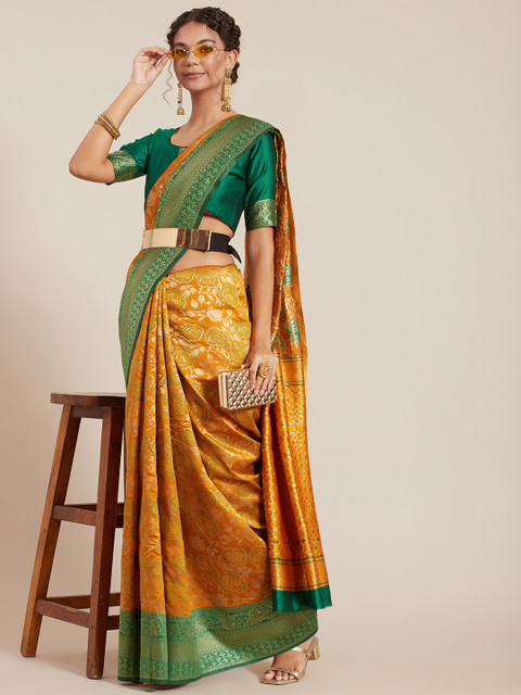 Tikhi Imli Mustard Yellow & Green Woven Design Silk Blend Banarasi Saree
Tikhi Imli Mustard Yellow & Green Woven Design Silk Blend Banarasi Saree