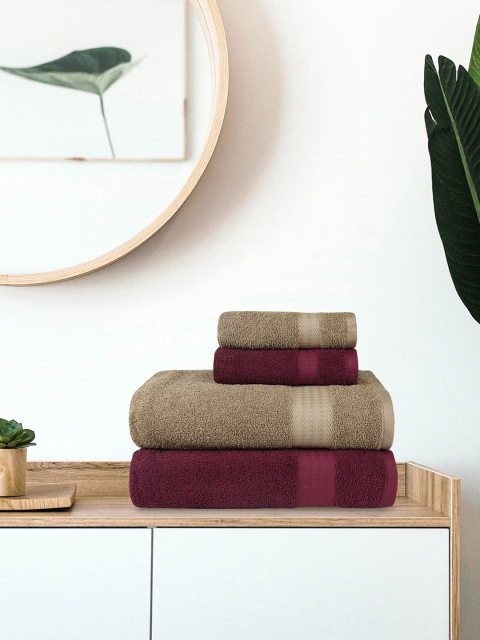 Trident Set Of 2 Brown & Red Solid 400 GSM Pure Cotton Bath Towels With 2 Hand Towels, Multi
Trident Set Of 2 Brown & Red Solid 400 GSM Pure Cotton Bath Towels With 2 Hand Towels, Multi