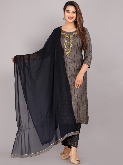 KALINI Women Grey Ethnic Motifs Printed Pure Cotton Kurta with Palazzos & With Dupatta
KALINI Women Grey Ethnic Motifs Printed Pure Cotton Kurta with Palazzos & With Dupatta