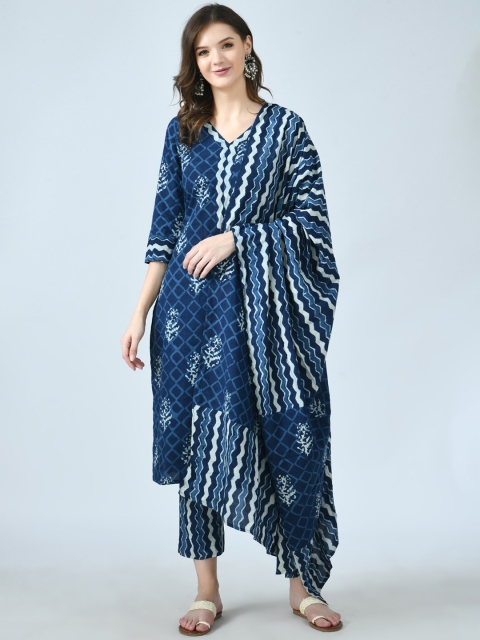 KALINI Women Blue Floral Printed Panelled Gotta Patti Pure Cotton Kurti with Trousers
KALINI Women Blue Floral Printed Panelled Gotta Patti Pure Cotton Kurti with Trousers