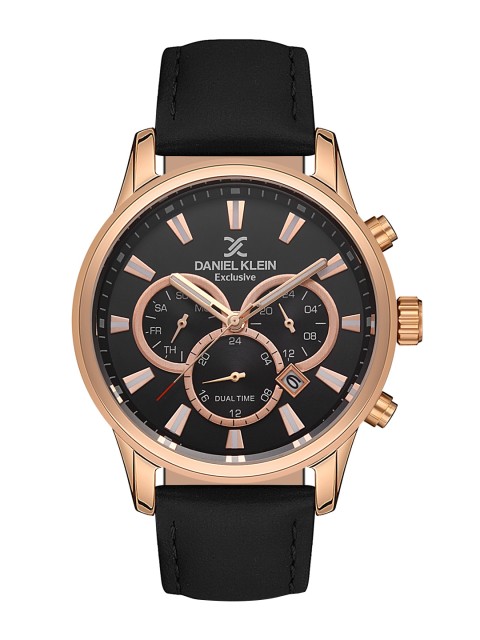 Daniel Klein Men Rose Gold-Toned Embellished Dial & Black Leather Bracelet Style Straps Analogue Watch
Daniel Klein Men Rose Gold-Toned Embellished Dial & Black Leather Bracelet Style Straps Analogue Watch