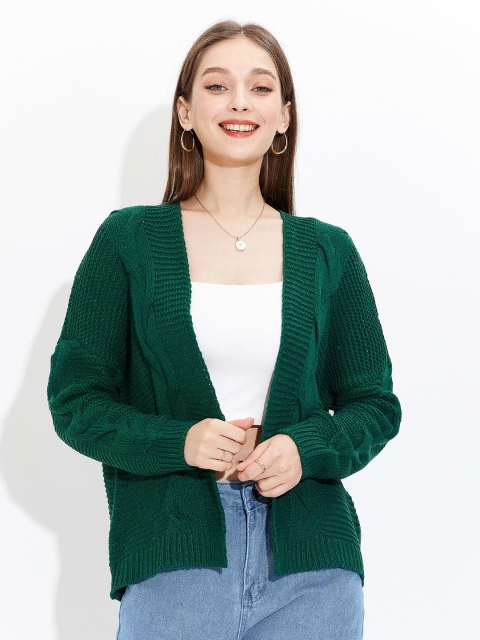 URBANIC Women Green & warm black Cardigan