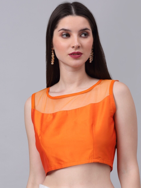 NEUDIS Orange Sheer Pure Silk Crop Top