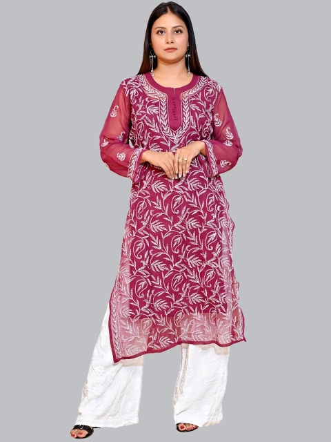 FAWOMENT Women Maroon Dyed Flared Sleeves Chikankari Handloom Georgette Kurta
FAWOMENT Women Maroon Dyed Flared Sleeves Chikankari Handloom Georgette Kurta