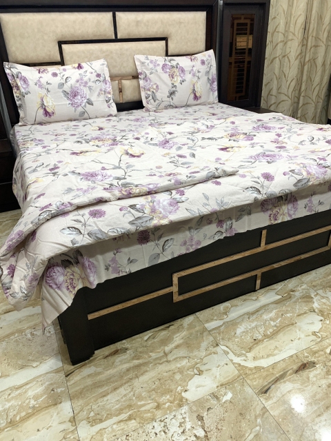 Pure Decor Purple Printed Bedding Set